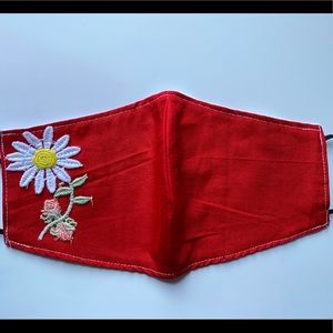 Beautiful Unique Handmade Masks ✨ Red mask w/ Flower 🌸🌼🌺🌻🌷